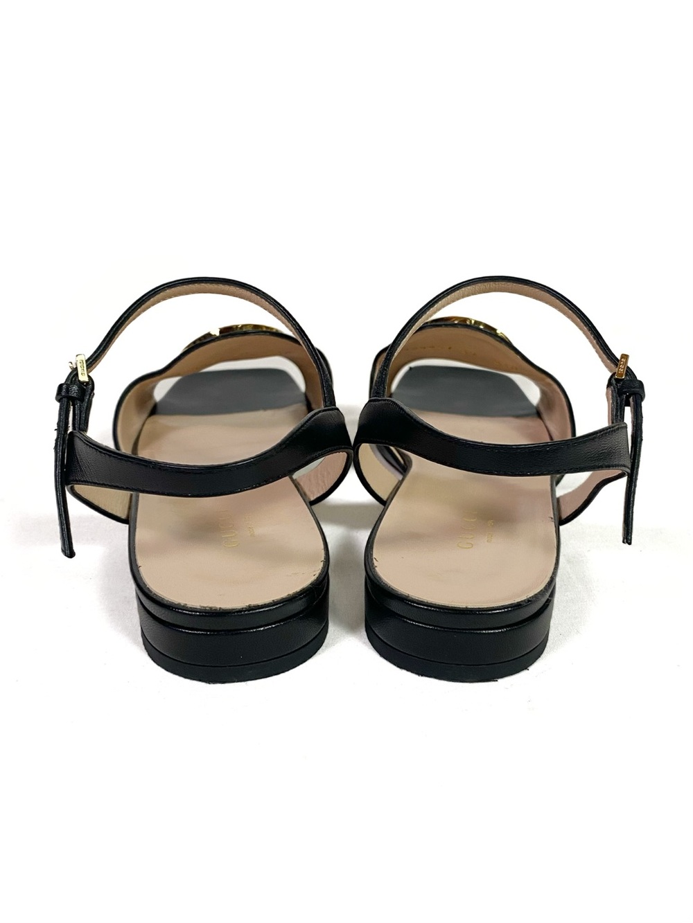 Gucci Interlocking G-logo Blondie Leather Flat Sandals - Picture 4 of 9